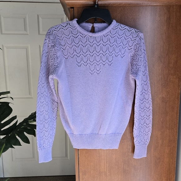 Vintage Lilac Lace Knit Women's Sweater Small - Picture 1 of 3